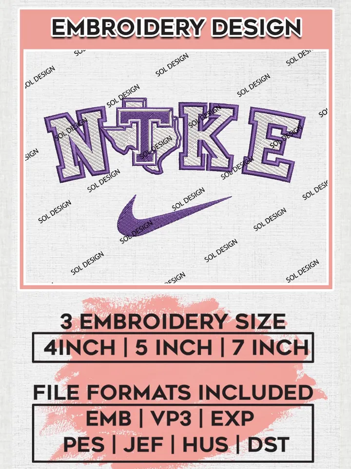 Nike Tarleton Texans Machine Embroidery Design, NCAA Tarleton Texans Embroidery Design files, NCAA Embroidery Designs, NCAA Machine Embroidery Designs, Digital Download