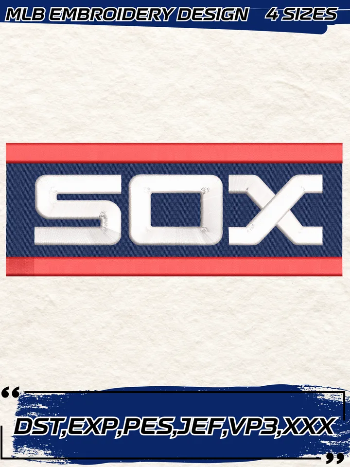 Chicago White Sox Jersey Logo Embroidery Design,MLB Embroidery Design,Machine Embroidery Design File,4 Sizes, Digital Download