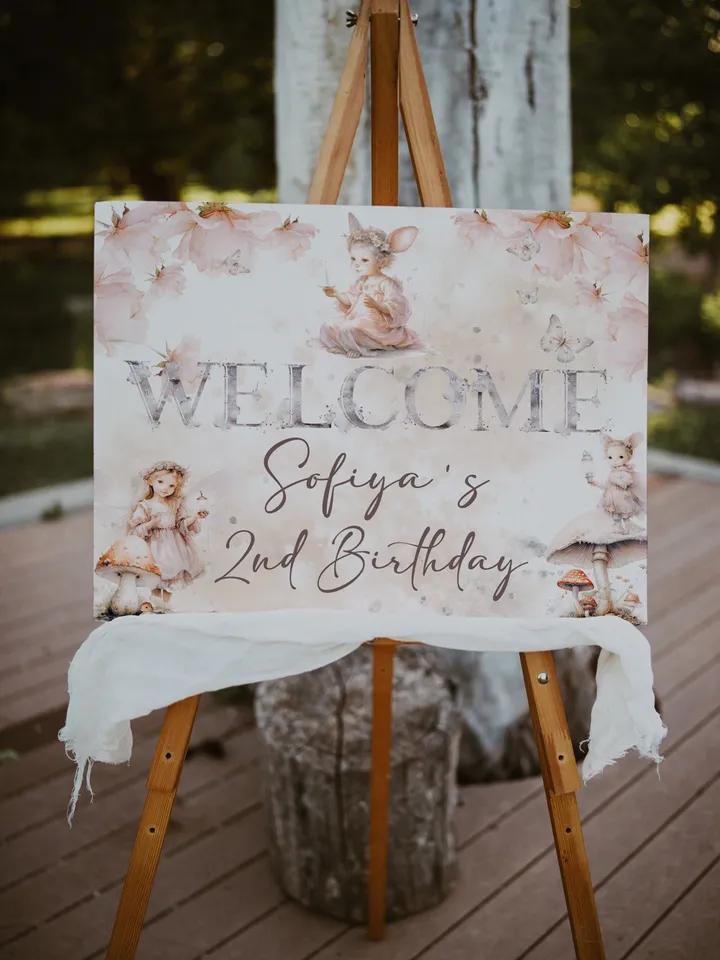 Editable Fairy Birthday welcome banner template Fairy Floral Birthday Magical Enchanted Fairy Birthday Pixie Fairy banner Magical fa12