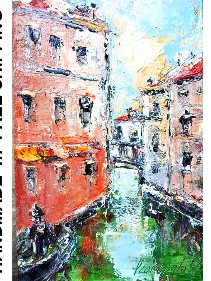 Venice Painting Italy Original Fine Art Cityscape Impasto Oil Wall Art Grand Canal Artwork Travel Gifts by ArtProkopaloSv