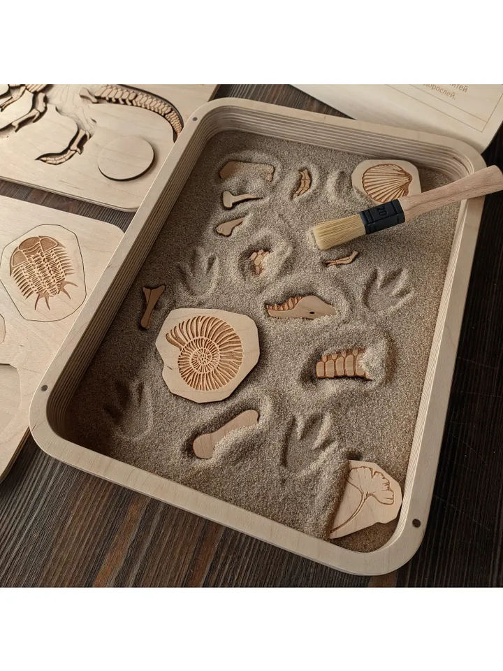 Wooden paleontologist set Wooden Puzzle Dinosaur Skeletons Montessori puzzle science play Wooden game