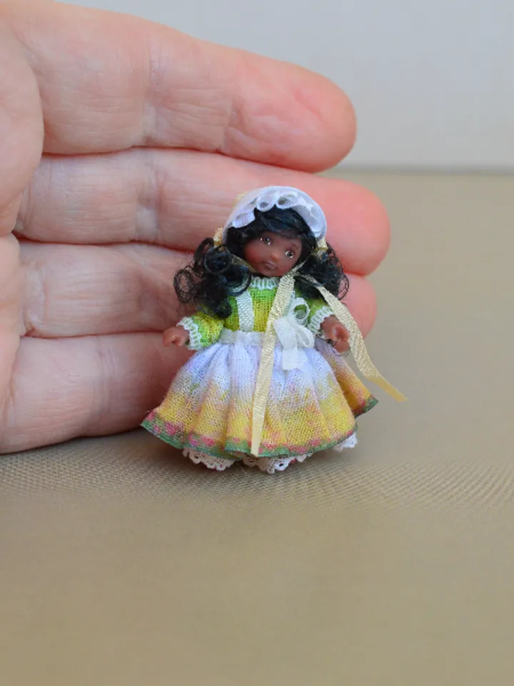 Miniature doll in 24th scales. Handmade doll toy. Miniature for dollhouse.