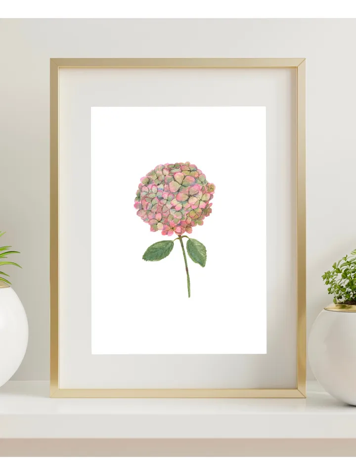 Hydrangea Flower Watercolor Poster Floral Painting Minimalist Wall Art Printable Artwork Botanical Painting Hydrangea Art Hydrangea decor