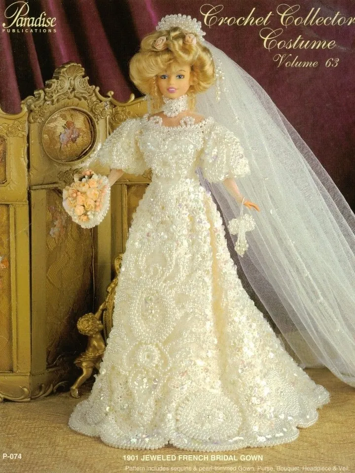 Barbie Dress Crochet Pattern Vintage for Dolls 11-1/2" Digital Download PDF