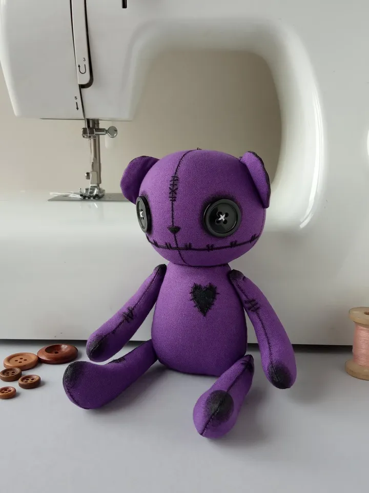Handmade Bear Doll – Dark Purple