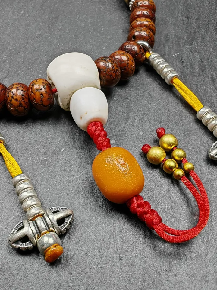 Gandhanra Authentic Tibetan Handhold Wrist Mala - 10mm Old Lotus Seed Beads Bracelet - Best Portable Buddhist Prayer Beads for Meditation