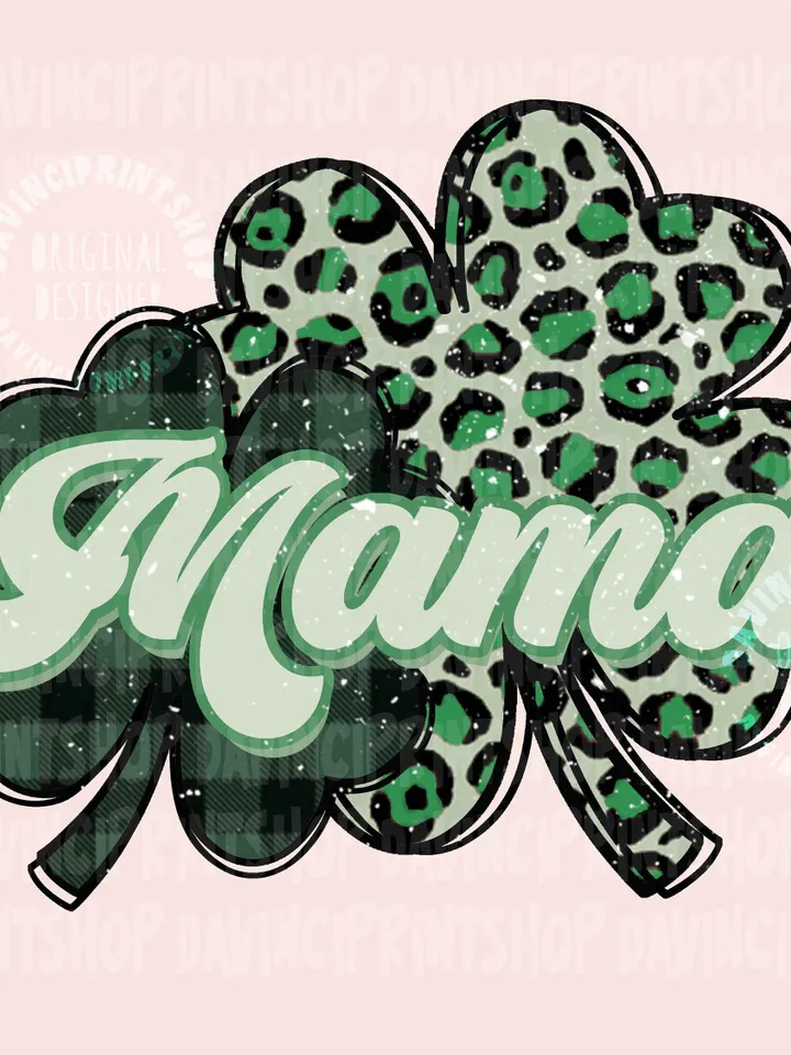 Mama St. Patrick's Day Png, Shamrock Png, Retro St. Patty's Day Png Design, Green Leopard, Clover Png, Mama png, Sublimation Design