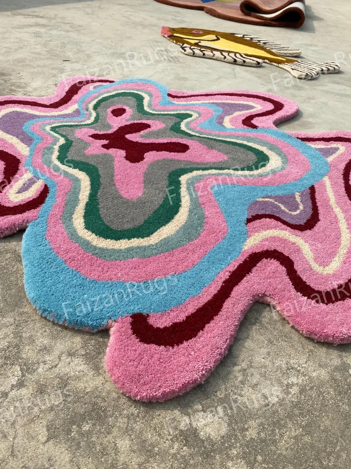 Funky rug, stunning pink rug, hand-tufted area rug, kitchen rug, living room rug, kids' rug, 3x5, 5x7, 6x9, 7x10, 8x10, 9x12, custom rug.