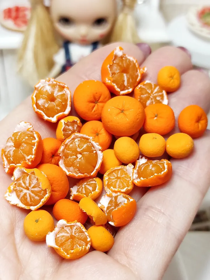 Fruits for dolls - Tangerines - Realistic mandarins - realistic miniature - food for dolls