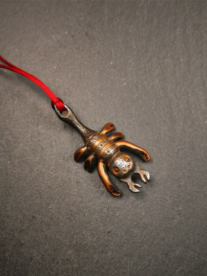 Gandhanra Handmade Tibetan Amulet,Scorpion Guru of Padmasambhava, Buddhist Scorpion Totem Pendant, Made of Cold Iron,2.28&quot;