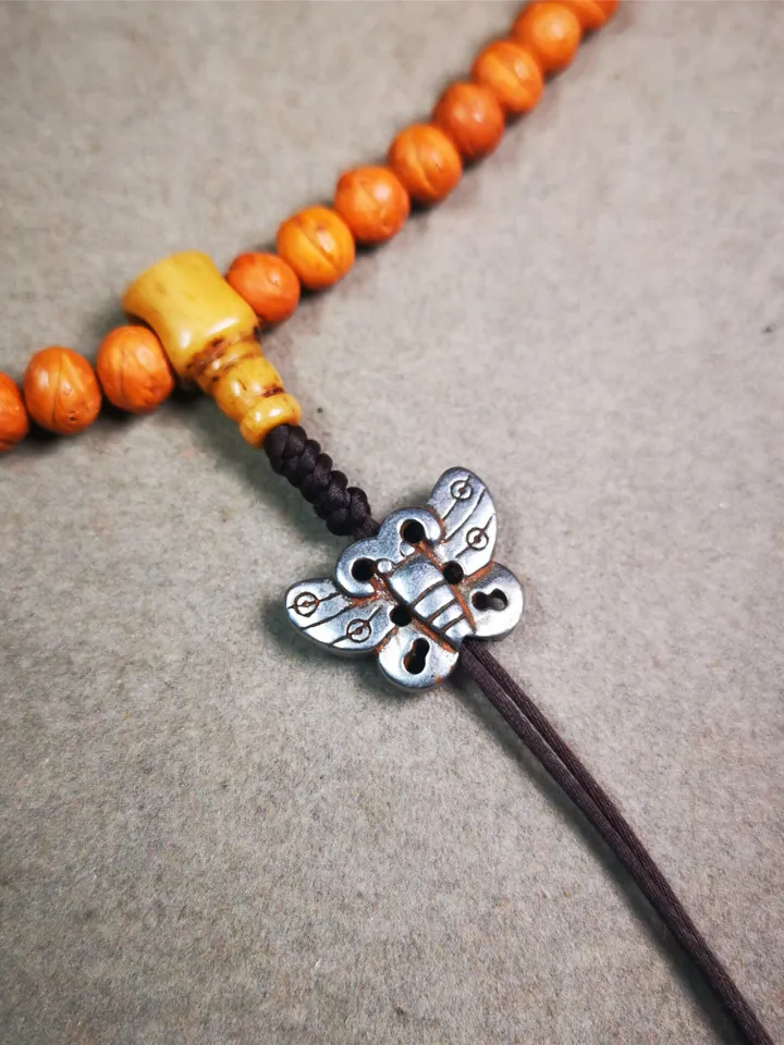 Gandhanra Handmade Tibetan Amulet,Butterfly Pendant for Mala,Bag Hanging,Prayer Bead Necklace Accessories,0.9" × 0.6"
