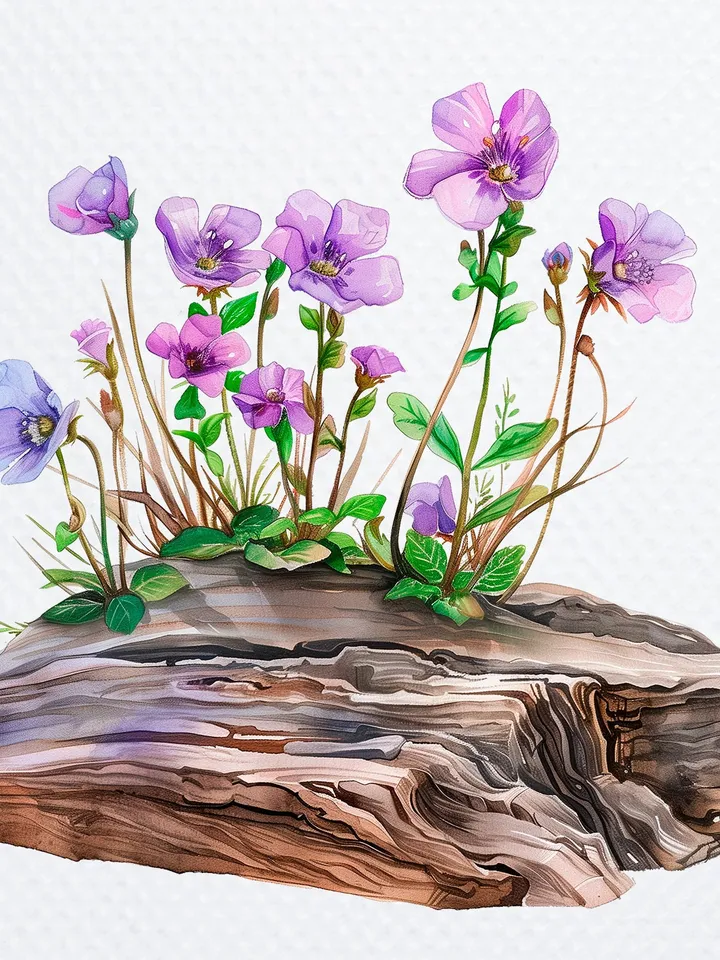 12 Wildflowers On Log png Clipart, Wild Flowers png, Printable Watercolor Wildflowers clipart for sublimation, Paper craft, junk journal