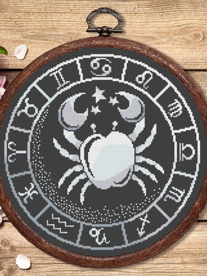 Set of 12 Zodiac Silver Cross Stitch Pattern, Aries Cross Stitch, Embroidery Zodiac, Signs of the Zodiac Pattern #zdc026