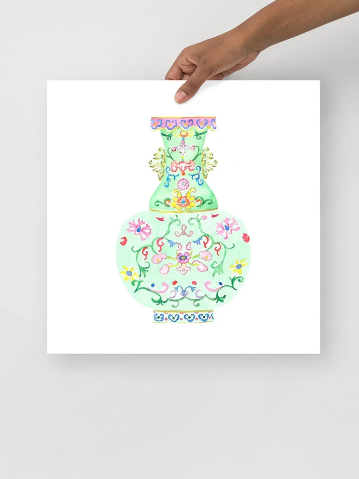 Chinoiserie Green Ginger Jar Watercolor Wall Art Print Chinoiserie Vase Art Vintage Porcelain Vase Arts For Living Room Ginger Jar Decor
