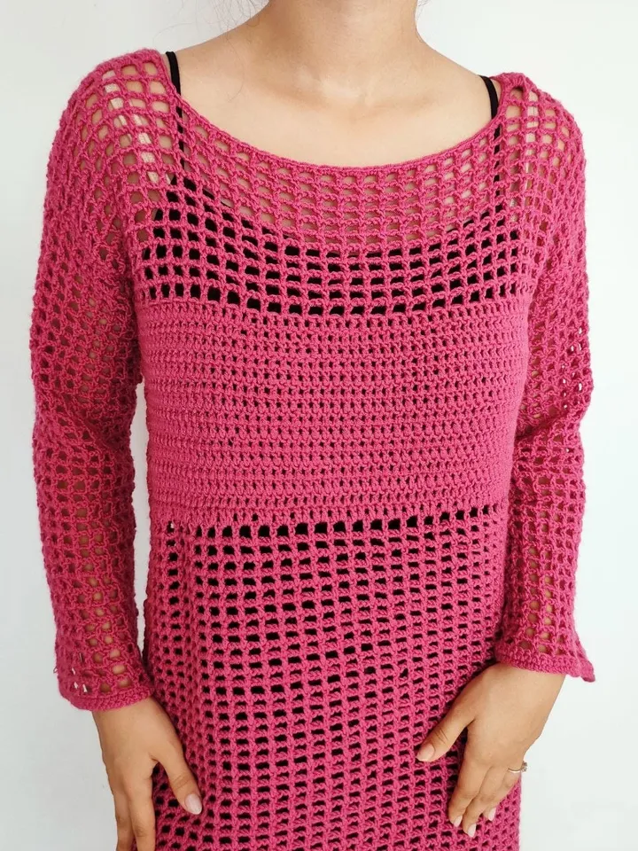 Dress crochet pattern, mesh dress crochet, dress pattern pdf instant download