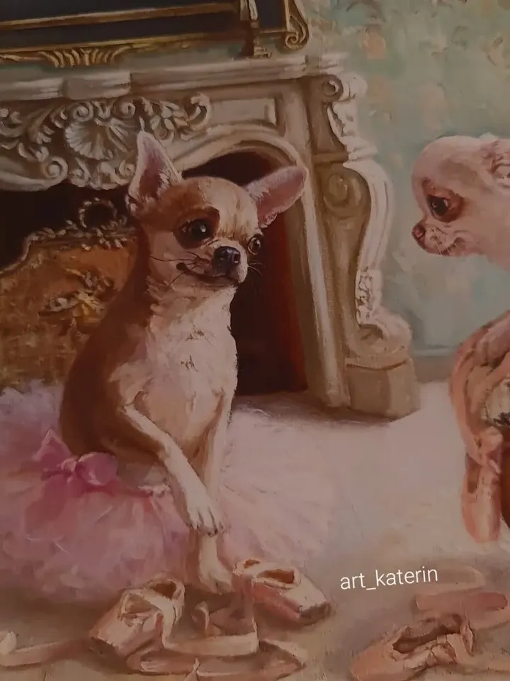 print of oil painting Chi with pointers