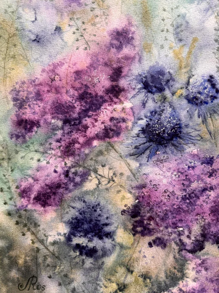 Wildflowers Original Painting Flowers Watercolor Wall Art Abstract Floral Artwork