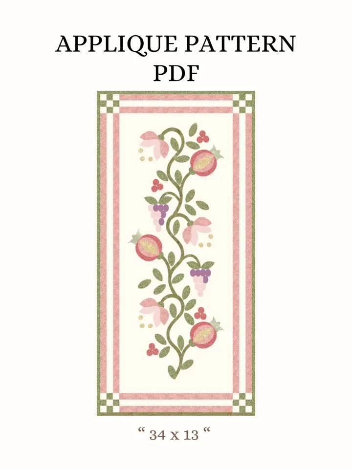 PDF Appliqué Pattern "Fruit Waltz" – Table Runner Design (34 x 13 inches)