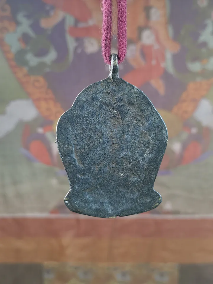 Gandhanra Vintage Tibetan Buddhism Amulet Badge,Fire Vajra Sword of Wisdom Buddha Manjushri, Made of Copper,2.2" × 1.8"