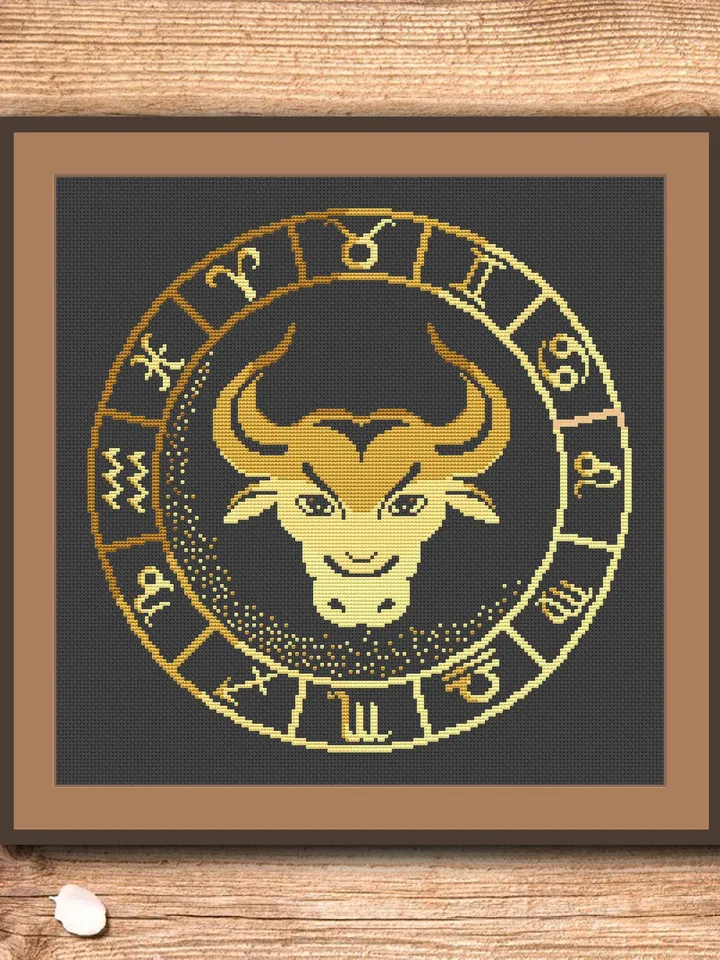 Taurus Cross Stitch Pattern, Zodiac Cross Stitch, Embroidery Zodiac, Aries Pattern, Signs of the Zodiac Pattern, Modern Cross Stitch #zdc002