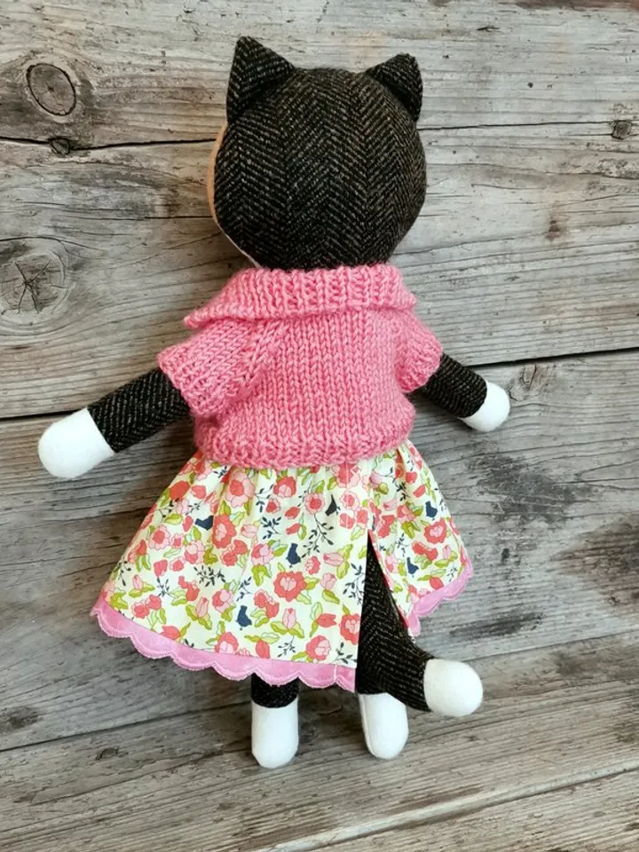 Calico cat, handmade stuffed doll, wool plush kitten toy, soft textile cat