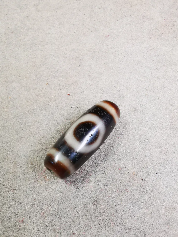 Gandhanra Antique Tibetan Sky & Earth Dzi Bead Necklace,Small Size 29 x 11mm,40 Years Old