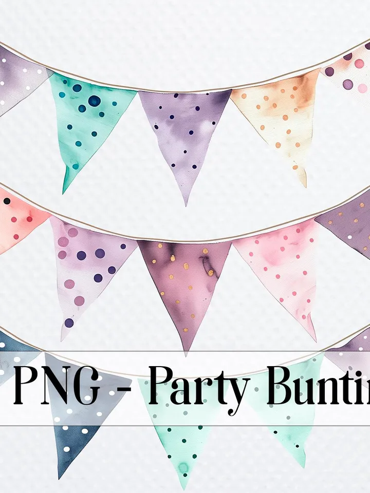 21 Party Bunting PNG Bundle, Coloured Garland Clipart, making card, Printable Watercolor clipart, High Quality PNGs, Paper crafts, Birthday