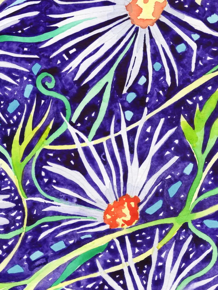 Original watercolour painting. Flower. Abstraction.