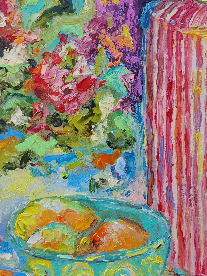 Oil painting on canvas 24x30cm (9.6x12inch) "Still life with citrus fruits"