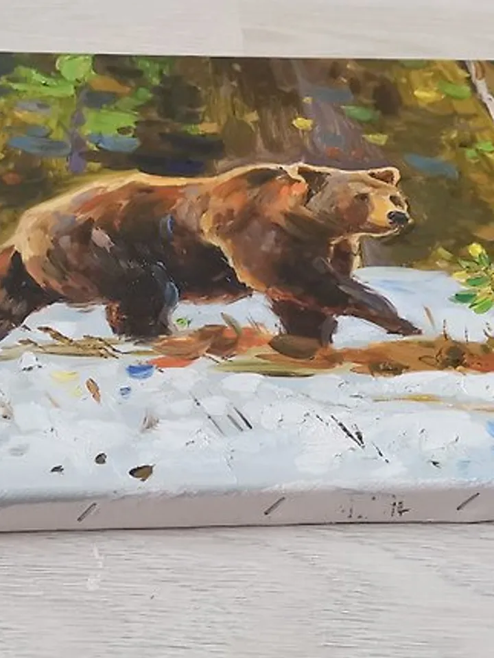 Bear Painting Original Art Canvas Animal Oil Painting