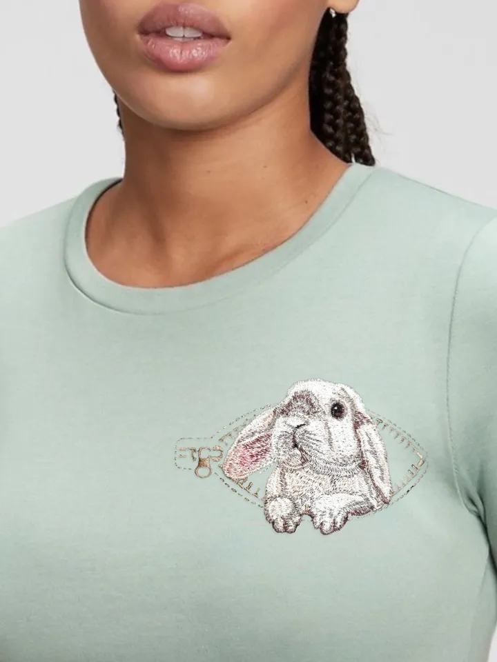 Rabbit in a zipper pocket Miniature realistic machine embroidery design Pet design rabbit realistic pattern rabbit embroidery motif