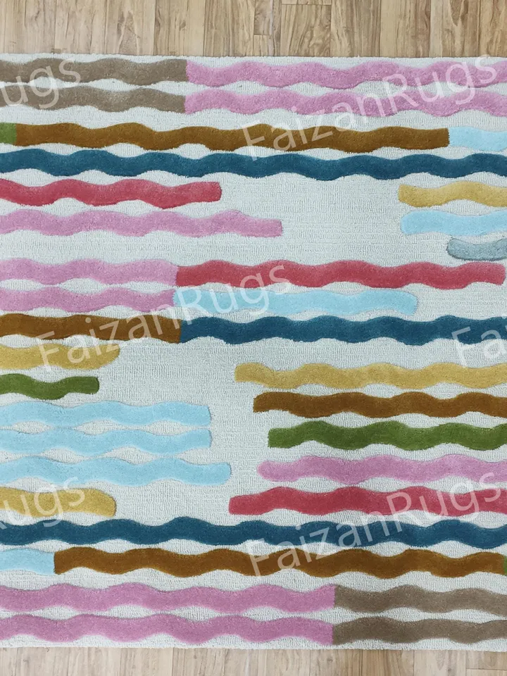 Buy Multi Color Hand tufted rug 100% wool for living room, bed room, kids room in any size 10x14,10x12,9x12,8x10,6x9,5x8,4x6
