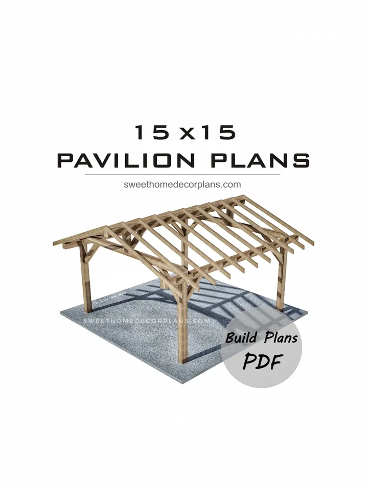 Diy 15 x 15 gable pavilion plans in pdf. Carport plans. Wooden square outdoor gazebo plans. Backyard pergola plans pdf.