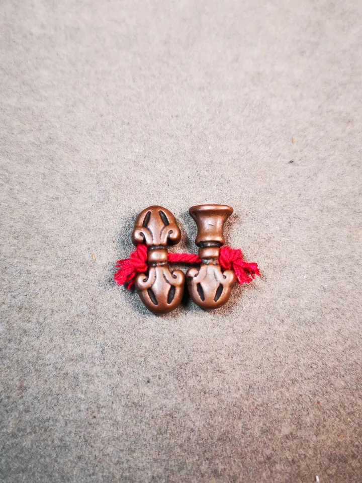 Gandhanra Handmade Tibetan Amulet Pendant,Mini Vajra and Dorje Bell, Mala Marker Bead Accessories, Made of Red Copper