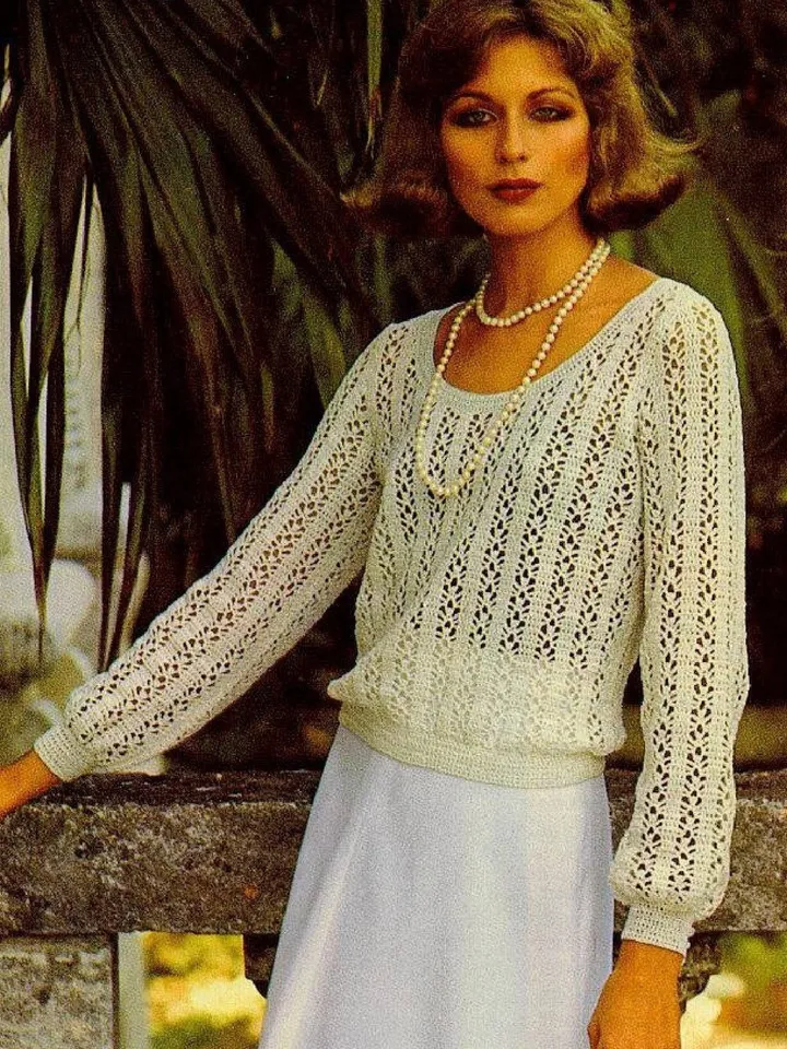 Vintage Crochet Pattern Evening Blouse Digital Download PDF