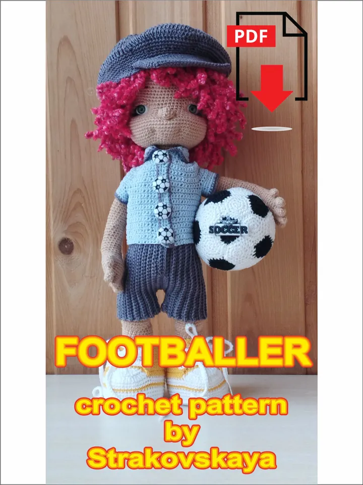 Crochet pattern Footballer doll. Amigurumi pattern
