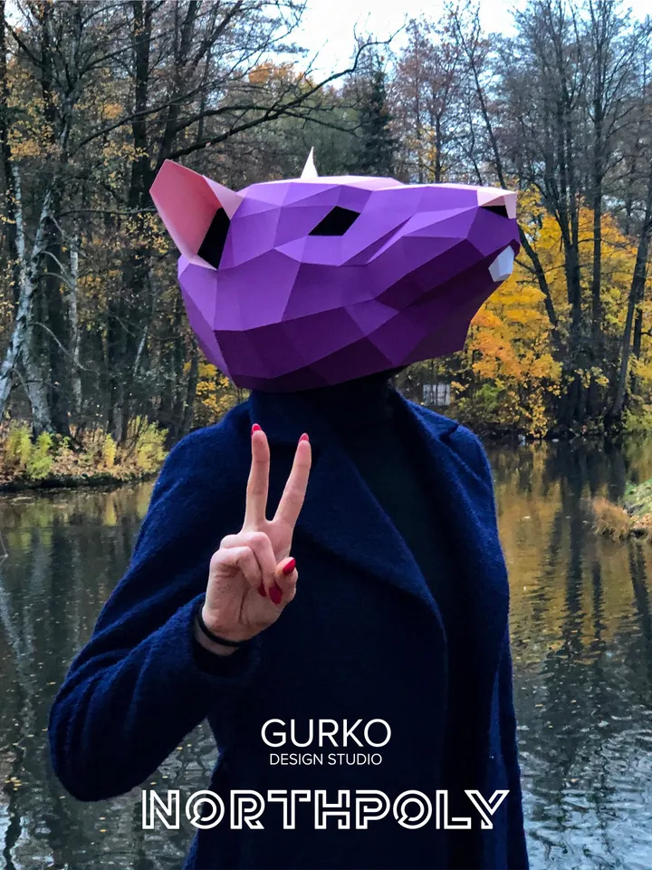Rat Mask Papercraft, Mouse, Digital Template, PDF Download, Gurko, 3D Low Poly Animal Mask, DIY Origami, Pepakura, Paper Mask, DIY Costume