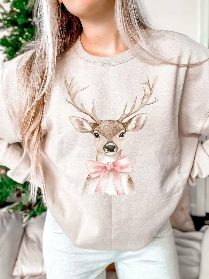 Coquette Reindeer,Christmas png,Christmas designs,Pink Christmas png,Christmas sublimation,Retro Holidays png,Holiday vibes png,Girly