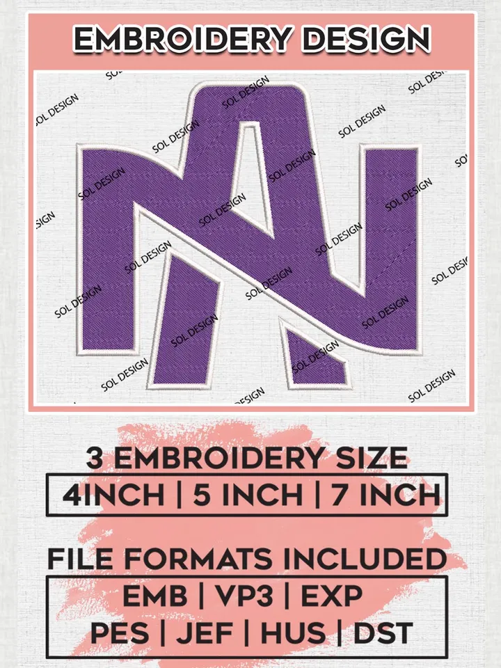 North Alabama Lions Team Logo Embroidery Design Files, NCAA North Alabama Lions Machine Embroidery, NCAA Teams, 3 sizes, NCAA Machine embroidery designs, Digital Download