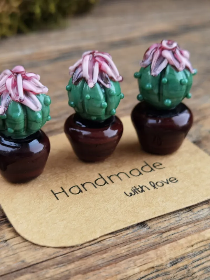 GLASS FIGURINES Cactus figurine Tiny cactus miniature cactus Blown glass art cactus ornaments Aquarium decor Cacti Succulent Dollhouse decor