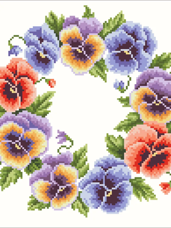 Antique Cross Stitch Pattern Flower Wreath Digital Download PDF