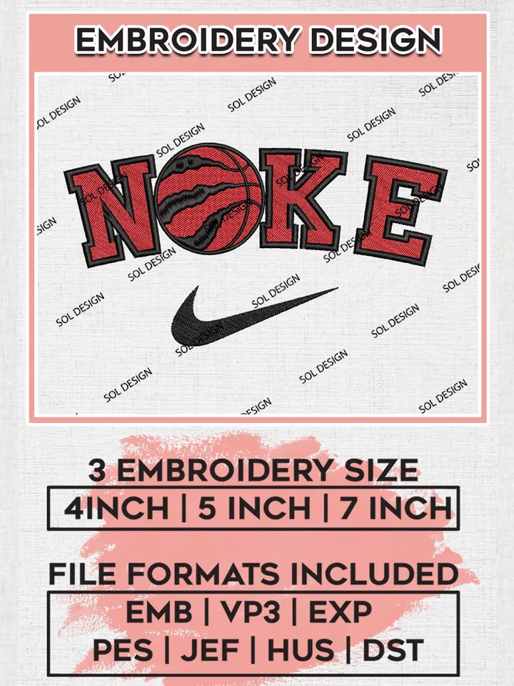 Nike Toronto Raptors Machine Embroidery Designs, NBA Toronto Raptors Embroidery Design Files, NBA Raptors Logo, NBA Machine Embroidery Designs, NBA Embroidery Designs, Digital Download