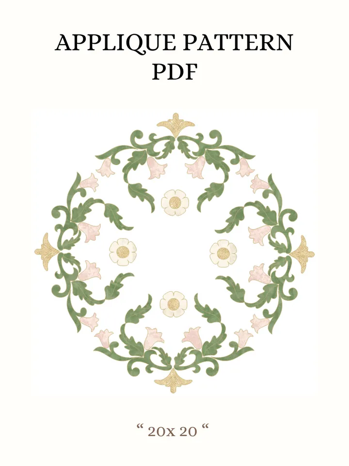 Floral Wreath Applique Quilt Pattern PDF