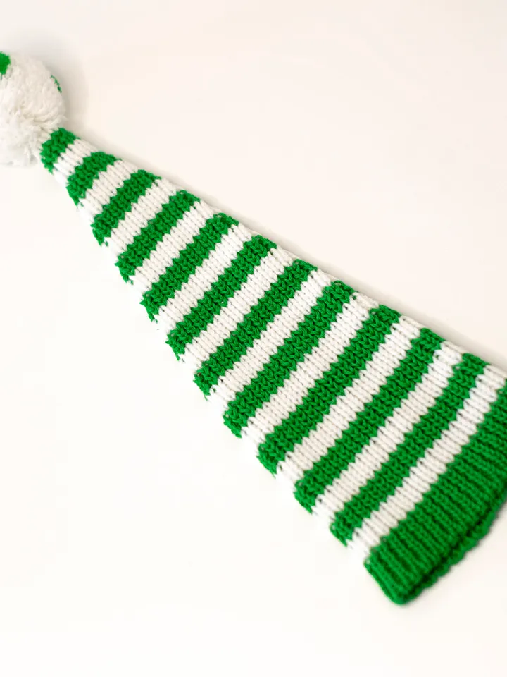 Striped green elf hat for Paola Reina doll, Meadowdolls Dumplings, Little Darling, Siblies RRFF for St Patrick's Day