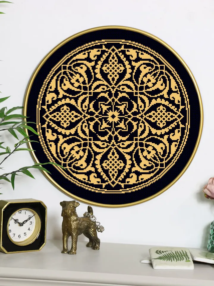 Arabic Mandala cross stitch pattern PDF download Vintage ornament cross stitch chart, Circle Mandala pattern digital PDF, Mandala art #M248