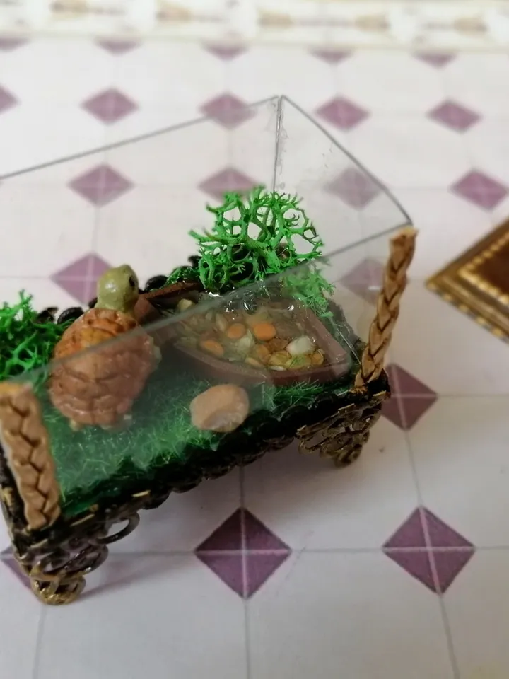 Turtle terrarium. Puppet miniature.1:12 scale.