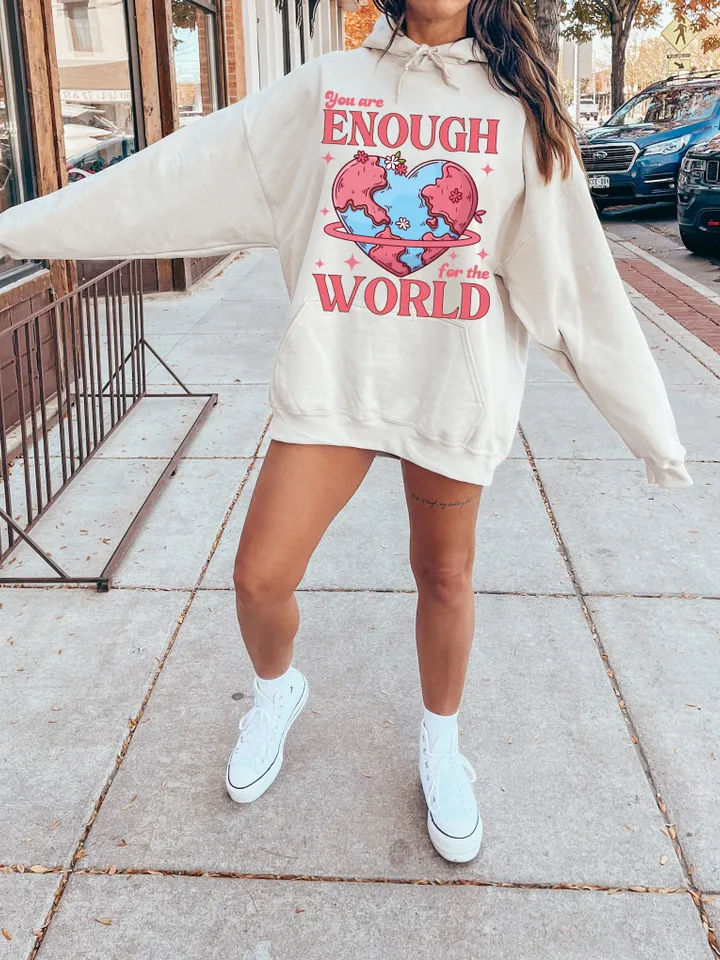 Enough For the World Png, Create Kinder Planet Sublimation, Self Care Png, Positive Aesthetic PNG, Trendy World Day Png, Positive Merch