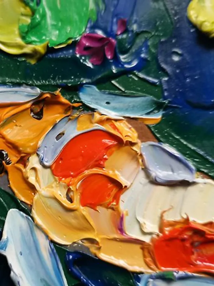 Koi Fish Painting 油畫原作 Feng Shui 手工油畫 Original Art 油畫 Small Impasto by Verafe