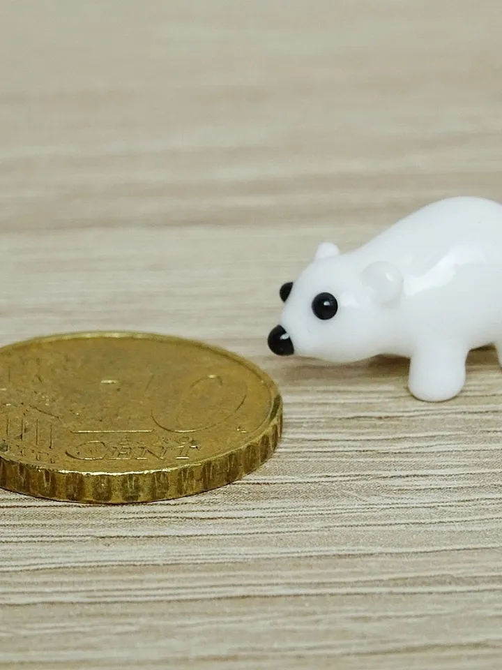 Glass figurines Polar Bear figurine Glass bear Miniature bear Tiny glass animals Blown glass art Terrarium figurines Dollhouse figurines