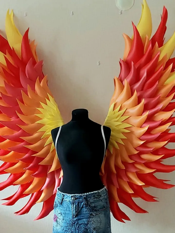 Phoenix costume wings, Red yellow orange wings, fiery wings, wings of fire, fire bird costume wings, angel wings costume